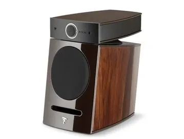 Focal loudspeaker displayed in a dark wood finish